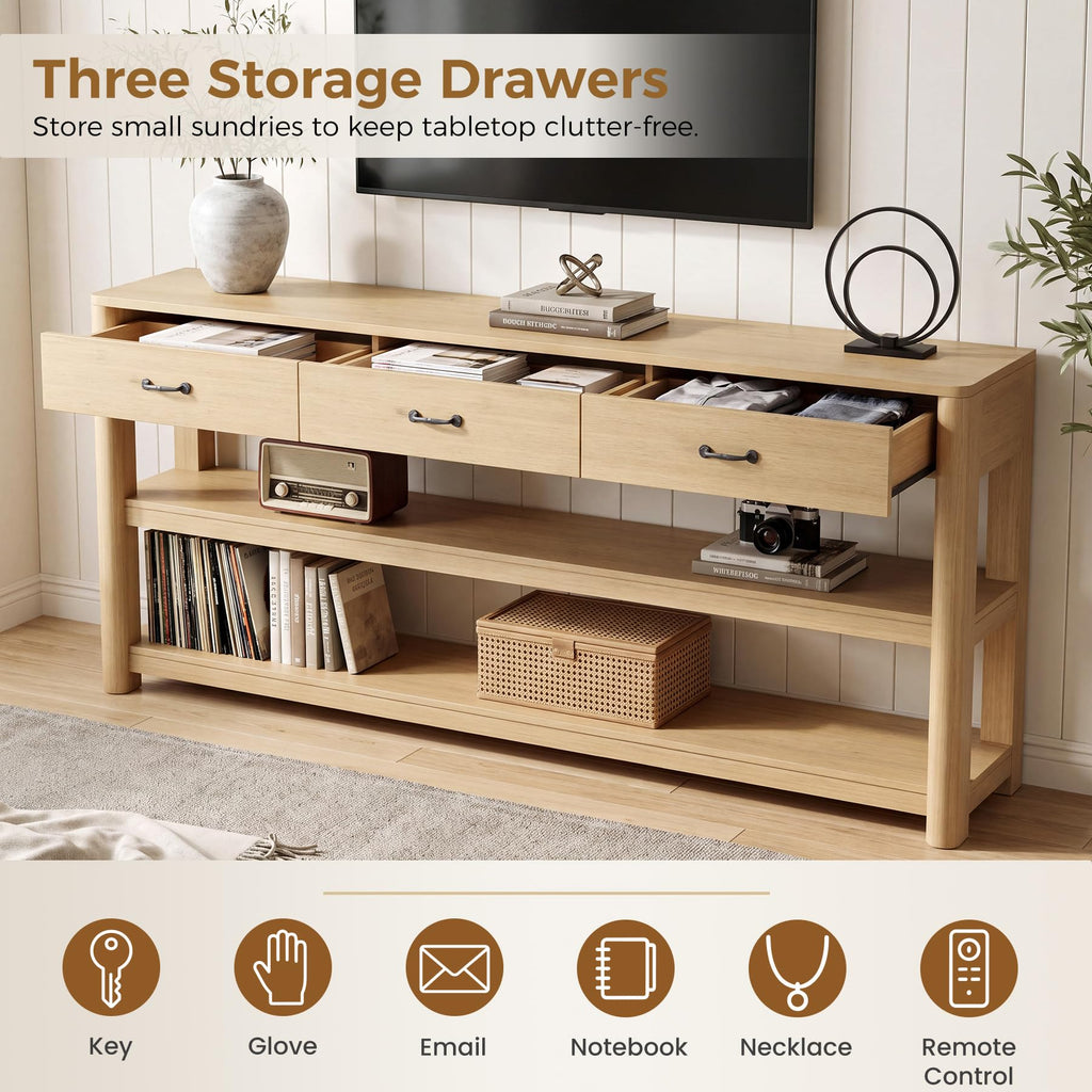Oak Console Table with Storage Drawers W307031