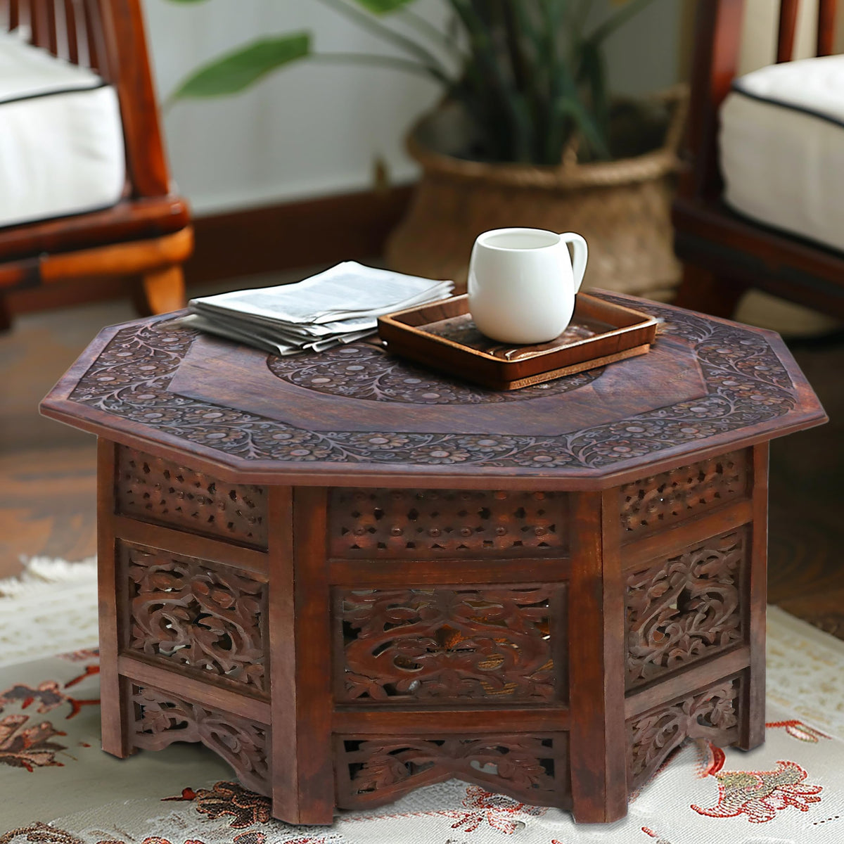 Solid Wood Folding Octagon Coffee Table K407