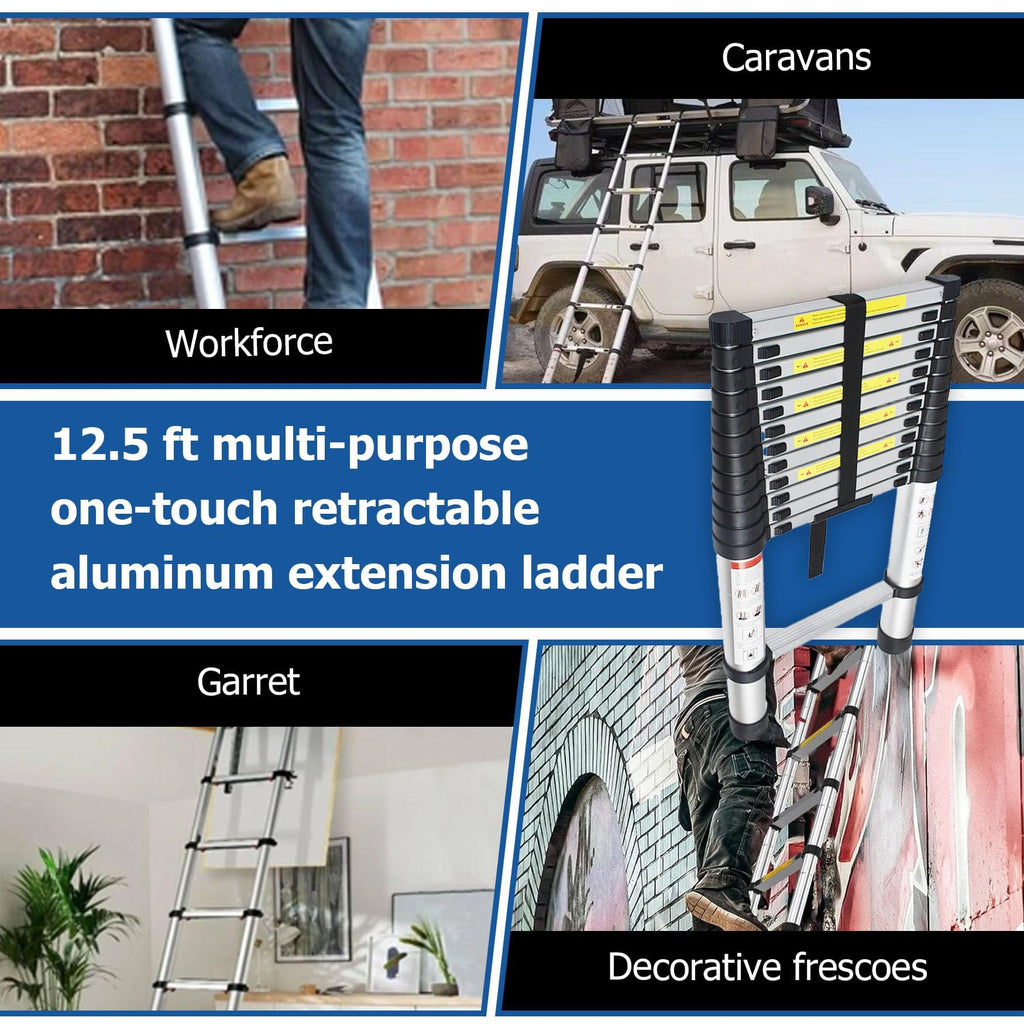 12.5 FT Aluminum Telescoping Ladder Z310