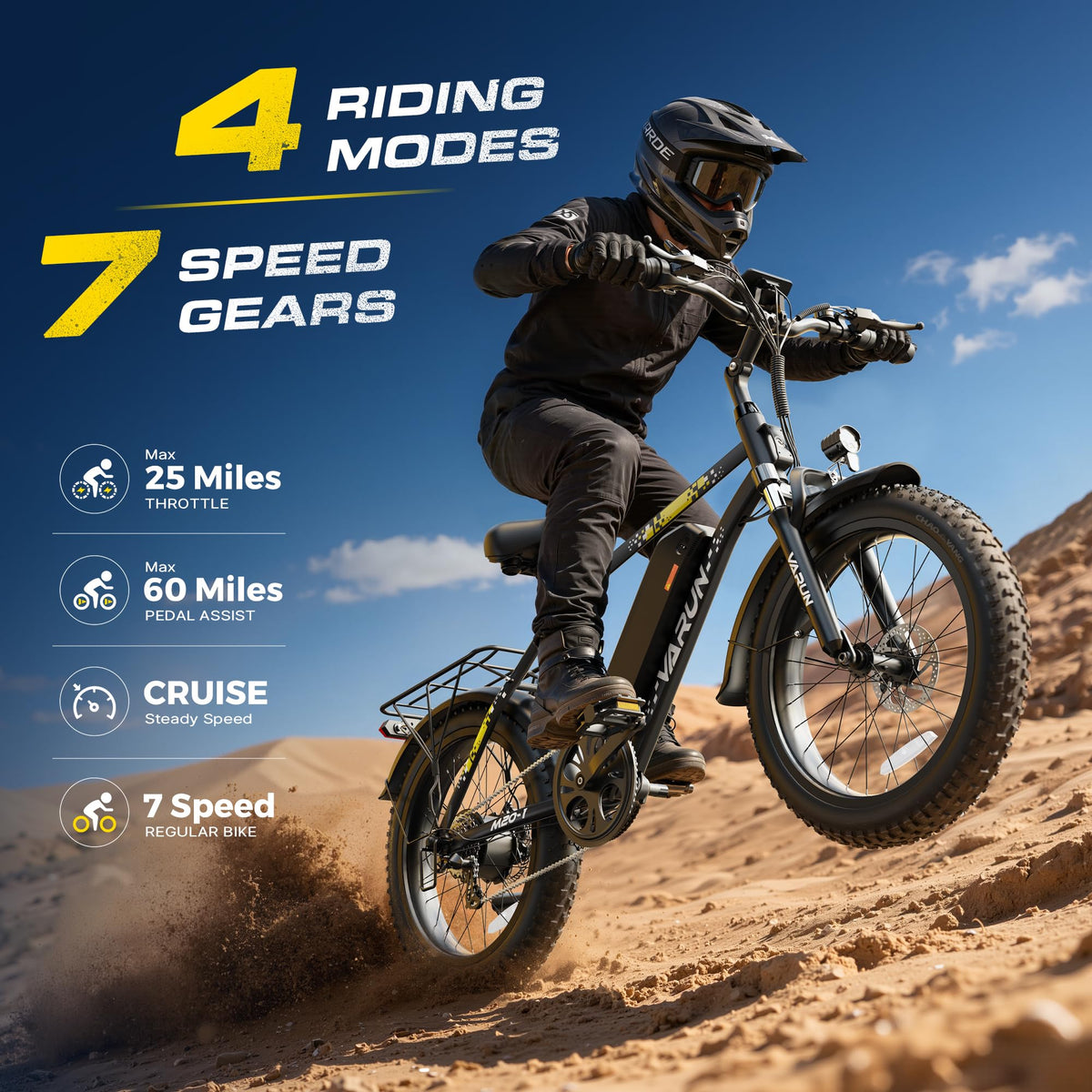 1000W Peak Motor 60+ Miles Fat Tire Electric Bike P985879