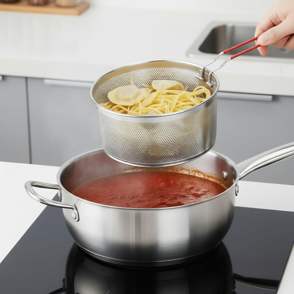 Set of 2 Stainless Steel Pasta Strainers with Removable Handle K93934