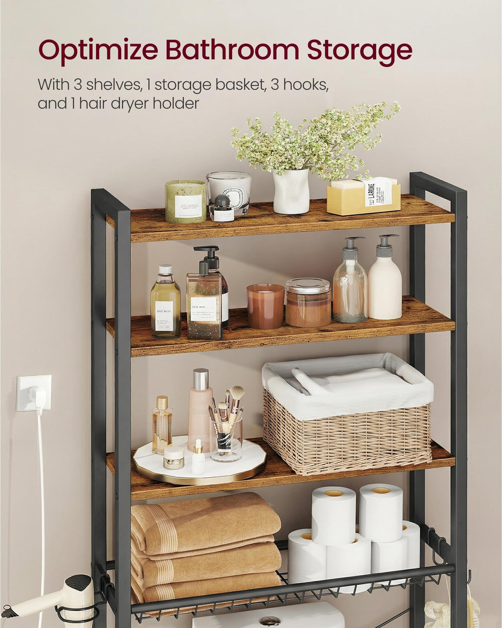 4-Tier Over the Toilet Storage with Basket V376930