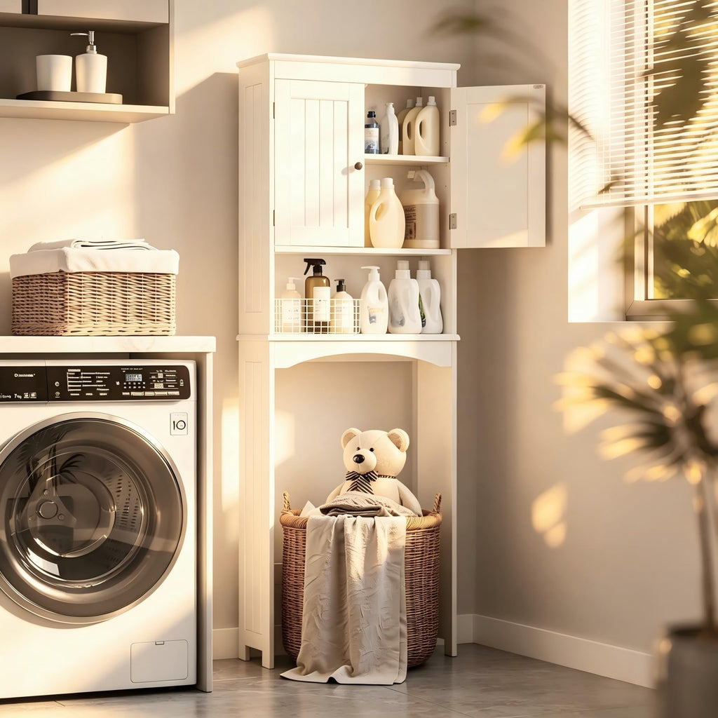 Over The Toilet Storage Cabinet with Open Shelf White N223553