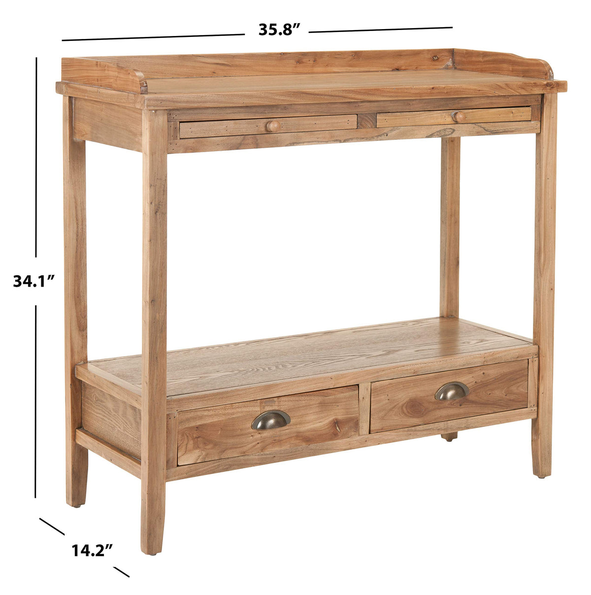 Weathered Oak Console Table with Drawers & Shelf J91147