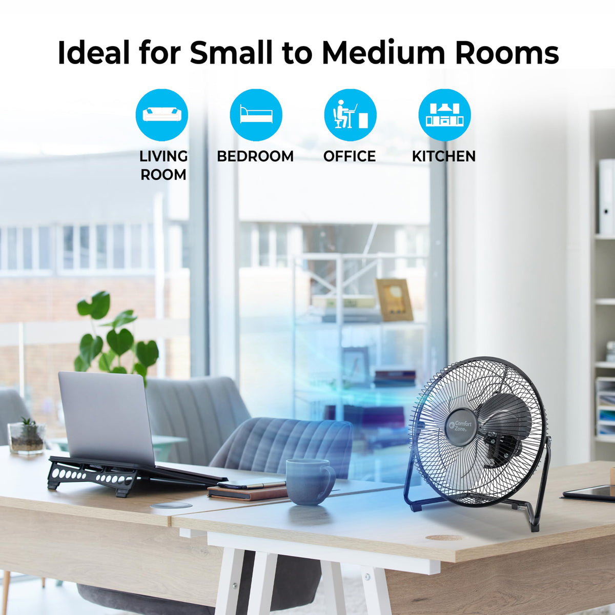 9 inch 3 Speed Metal Floor or Table Fan with Carry Handle U5541