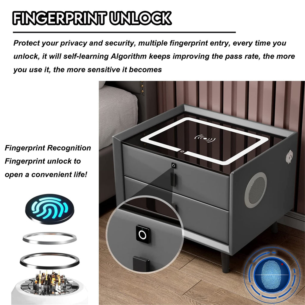 3-Color LED Nightstand with Wireless Charging Station and USB T90456