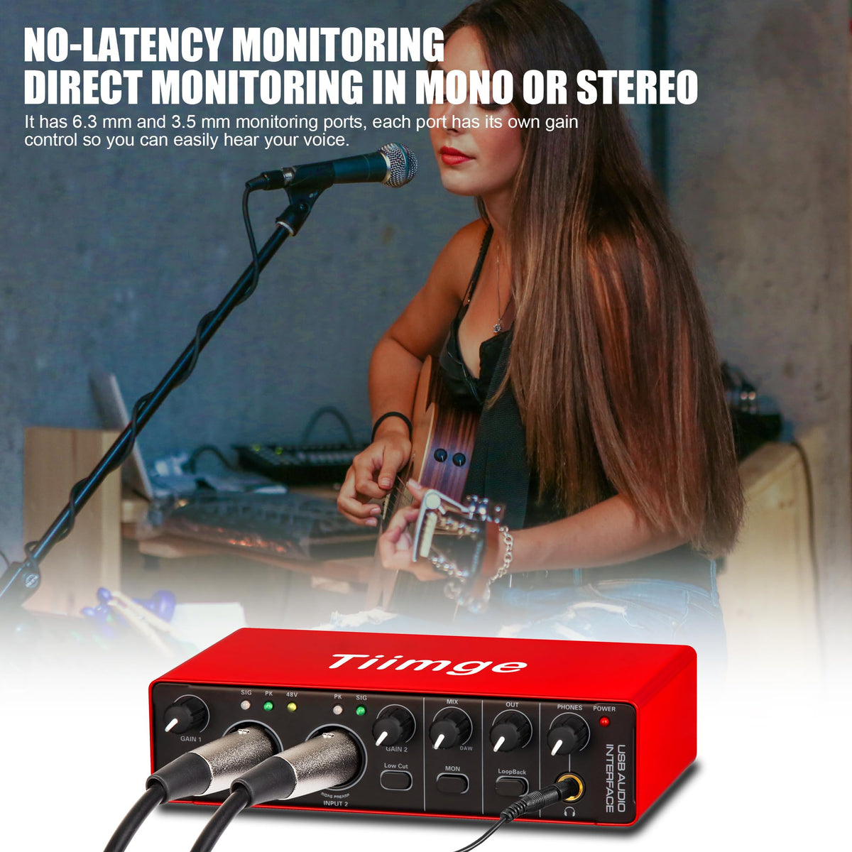 USB Audio Interface with 48V Phantom Power, 24Bit/192kHz, XLR/TRS Inputs R9558