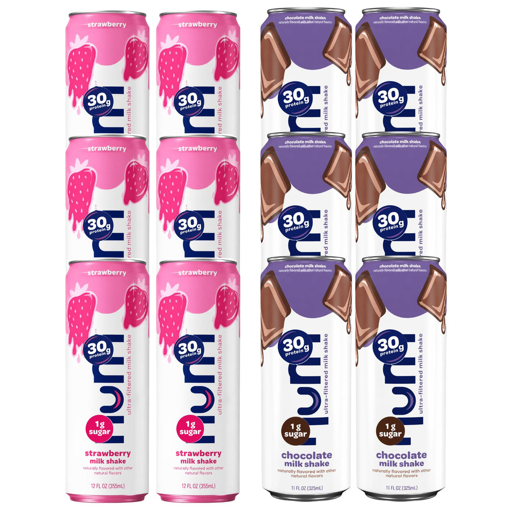 12 Pack Protein Milk Shake, Chocolate & Strawberry, 30g Protein, 11 Fl Oz Q924387