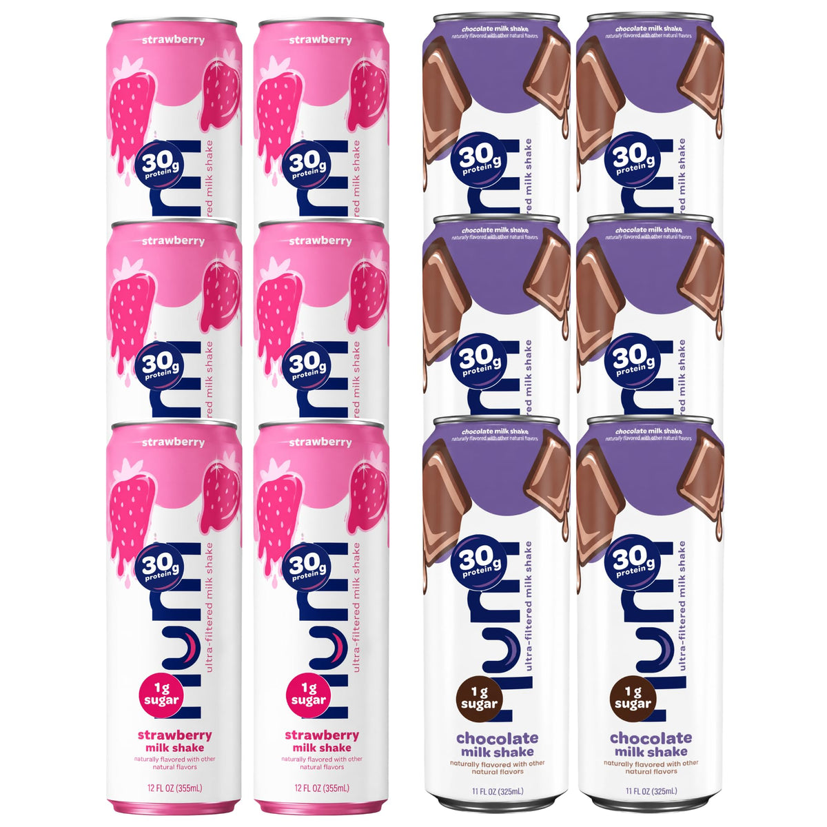 12 Pack Protein Milk Shake, Chocolate & Strawberry, 30g Protein, 11 Fl Oz Q924387