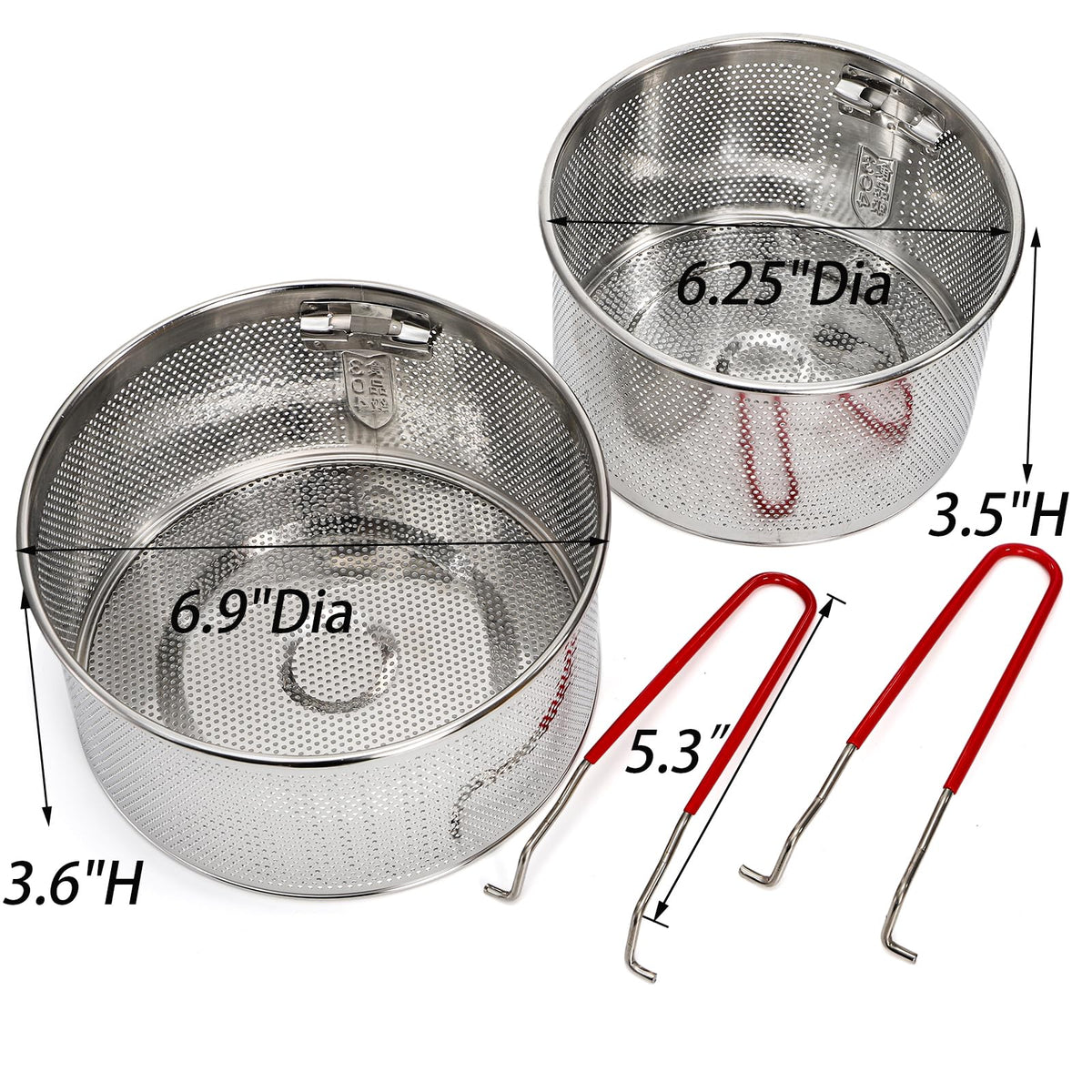 Set of 2 Stainless Steel Pasta Strainers with Removable Handle K93934