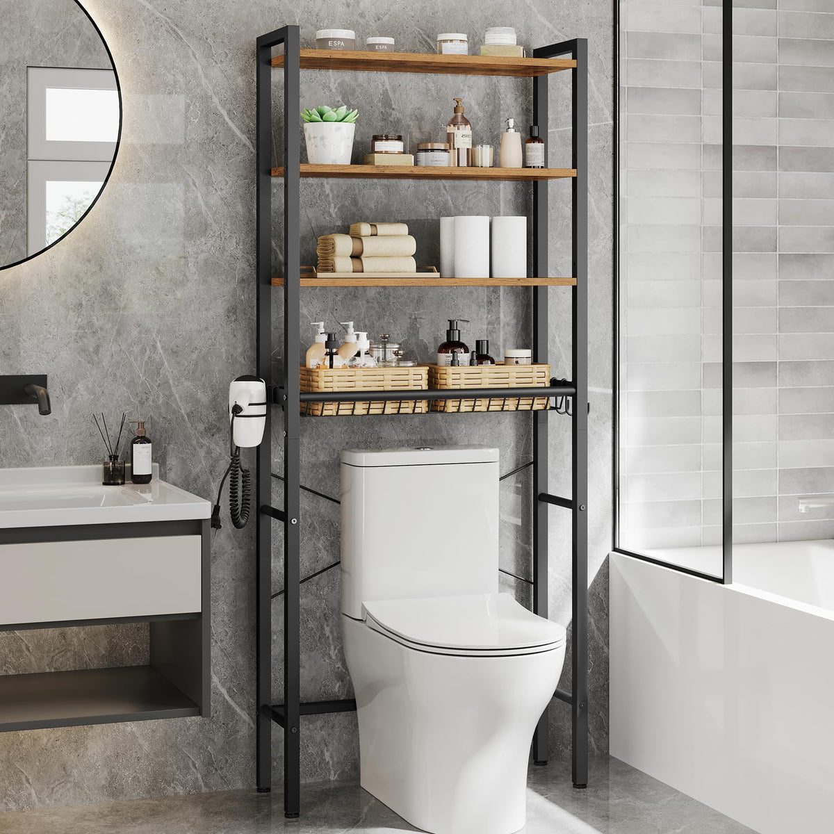 4-Tier Over the Toilet Storage with Basket V376930