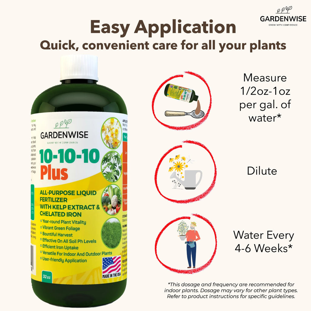 10-10-10 All Purpose Liquid Fertilizer with Seaweed Kelp & Iron 16 oz L42950