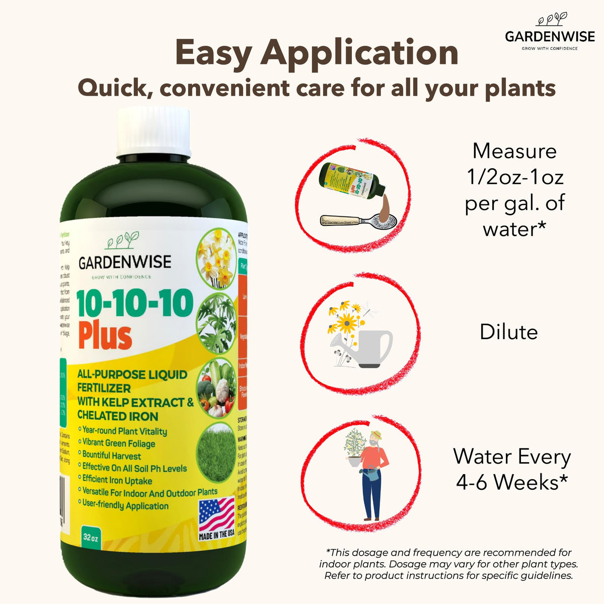 10-10-10 All Purpose Liquid Fertilizer with Seaweed Kelp & Iron 16 oz L42950