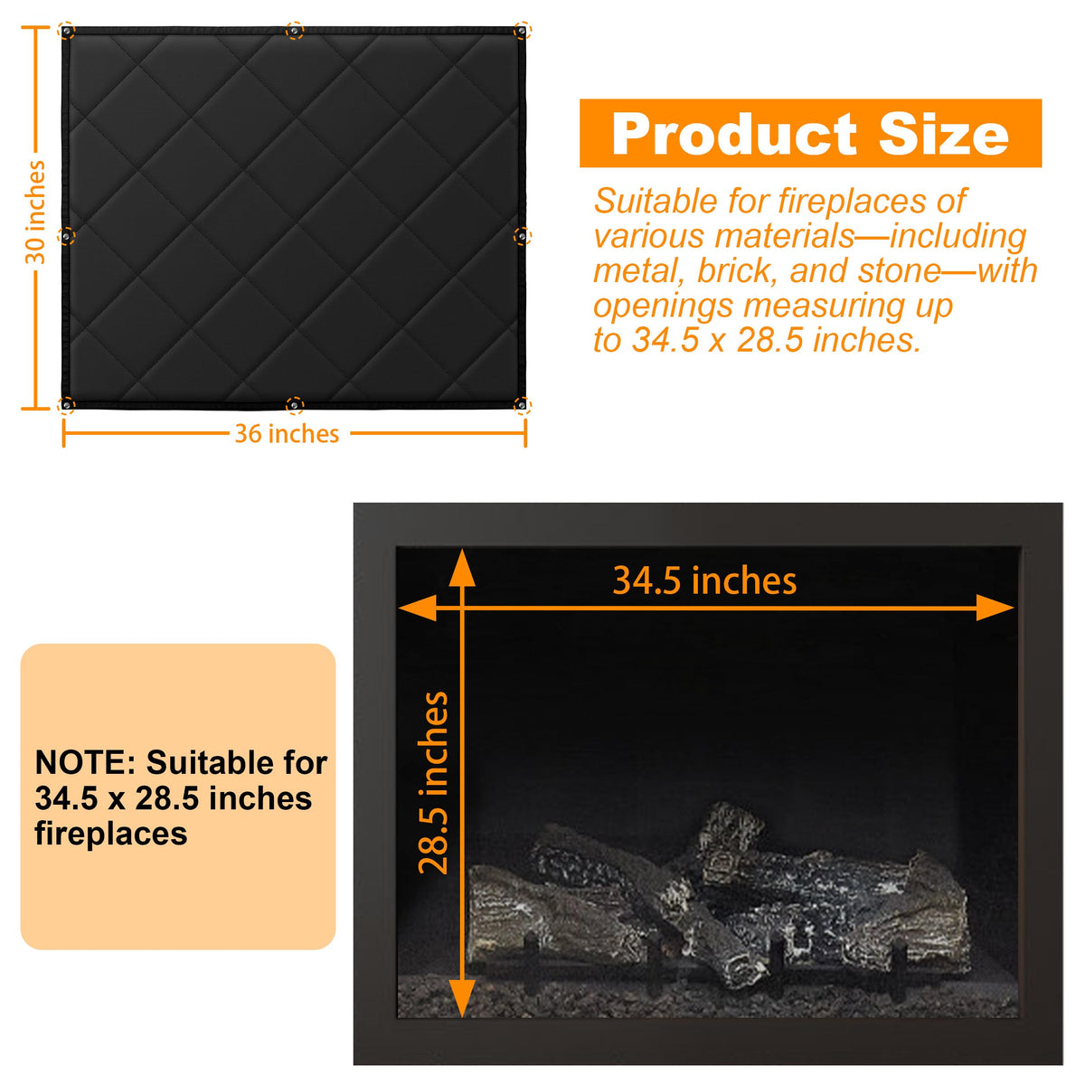 Magnetic Fireplace Cover 36" x 30" W2278