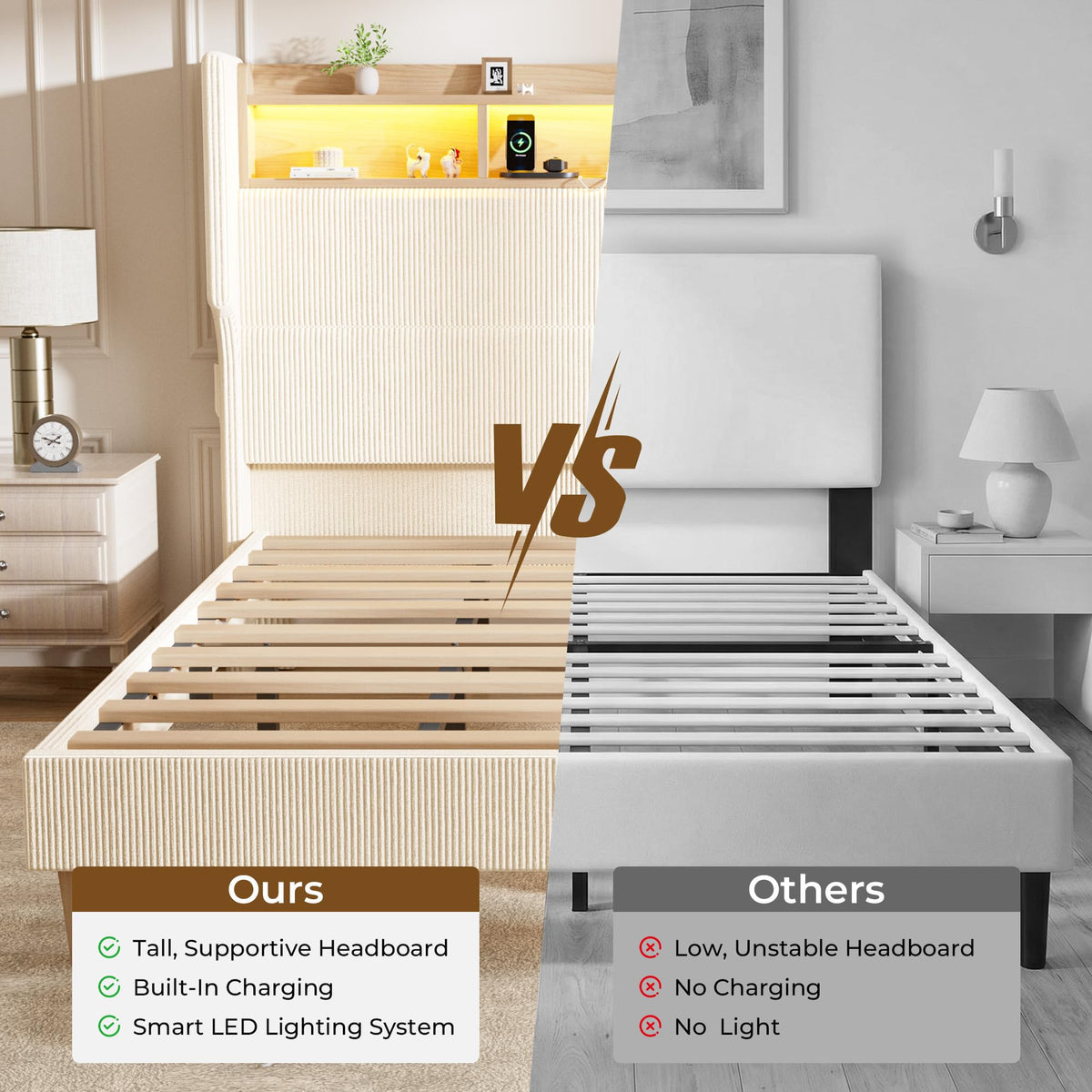 Queen Size Bed Frame with Tall Headboard R825