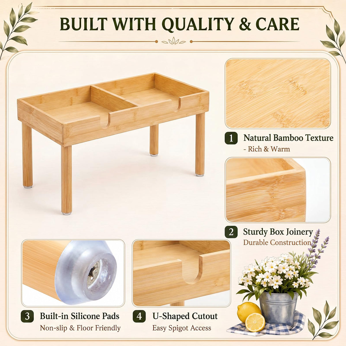 Bamboo Drink Dispenser Stand F5463