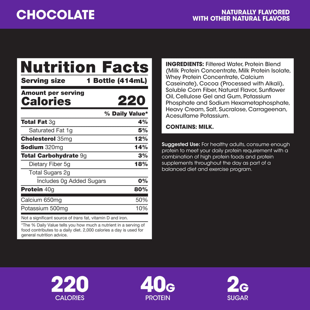 40g Protein Shake, Chocolate, 14 Fl Oz, 12 Ct Z60779