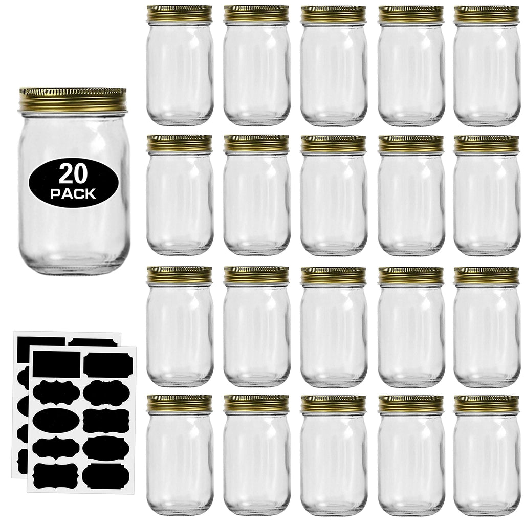 12oz Glass Mason Jars with Lids 20 Pack T578