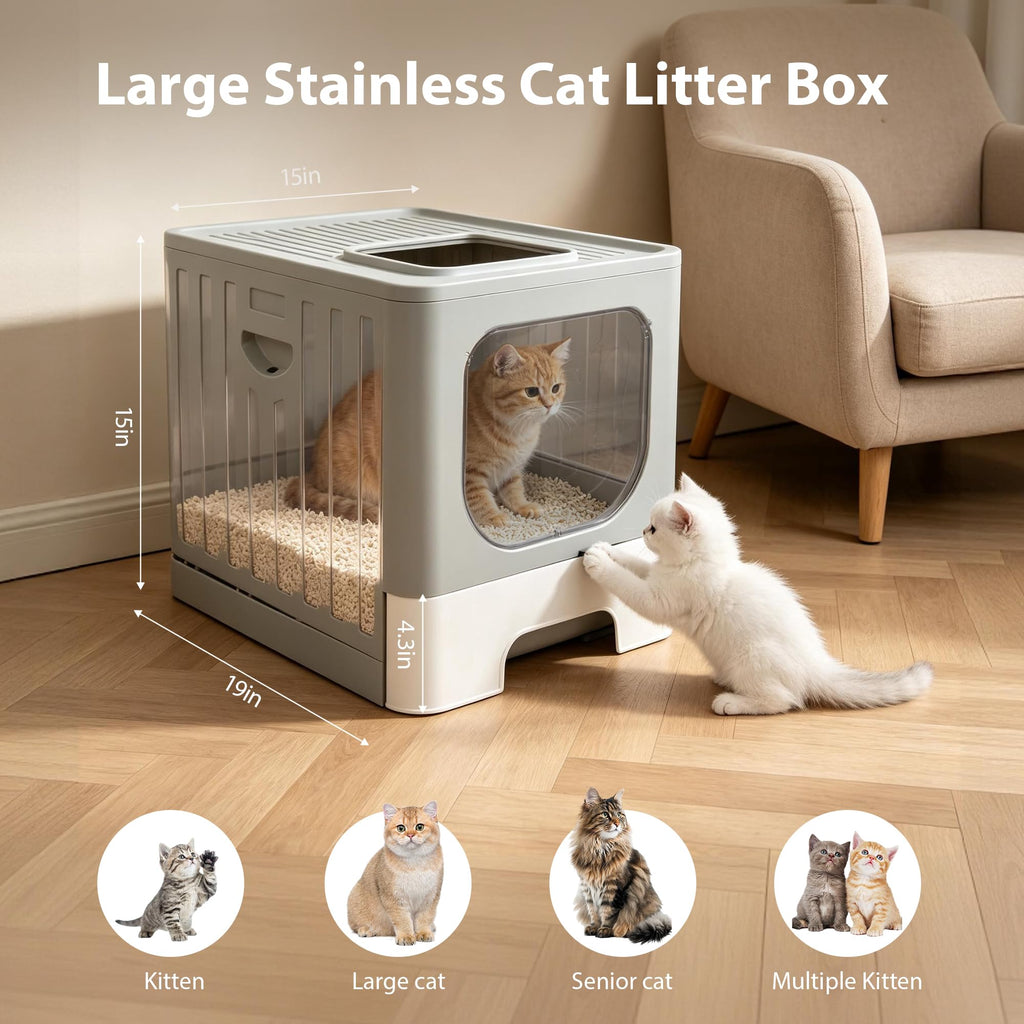 Stainless Steel Cat Litter Box with Lid O859082