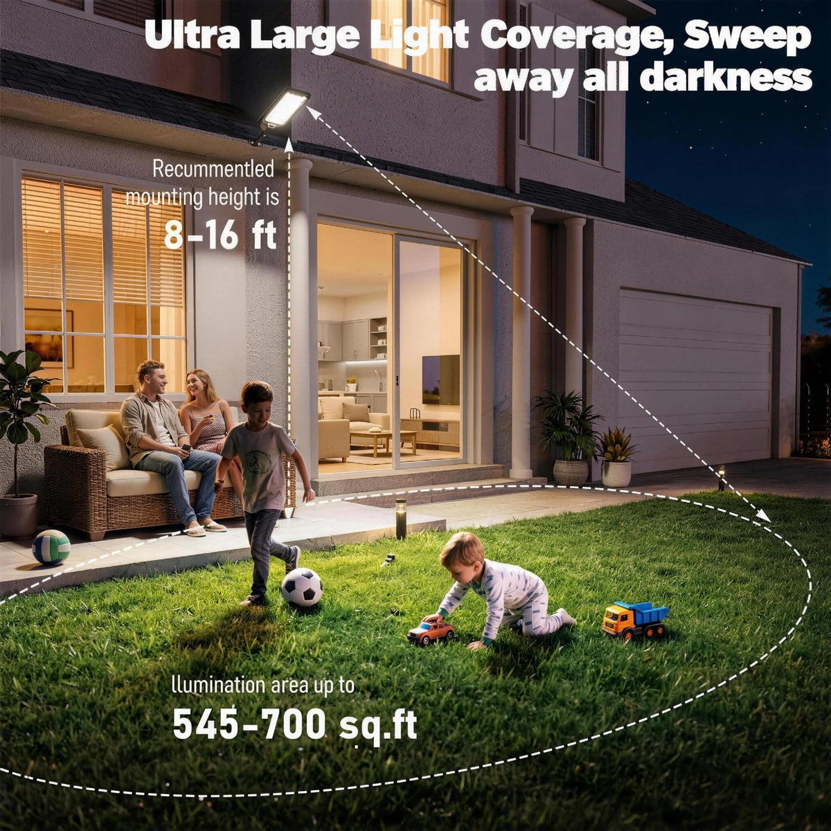 Solar Street Lights Outdoor with Remote Control, Motion Sensor, 6500K Dusk to Dawn, Waterproof Security Light O309972