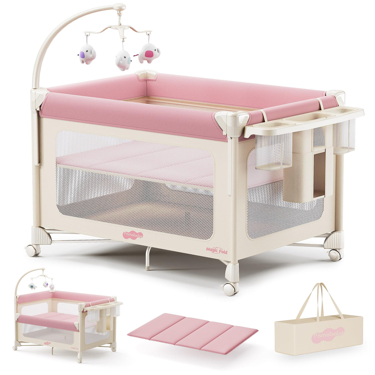 5 in 1 Pack and Play Bedside Crib Playard with Mattress Q694686