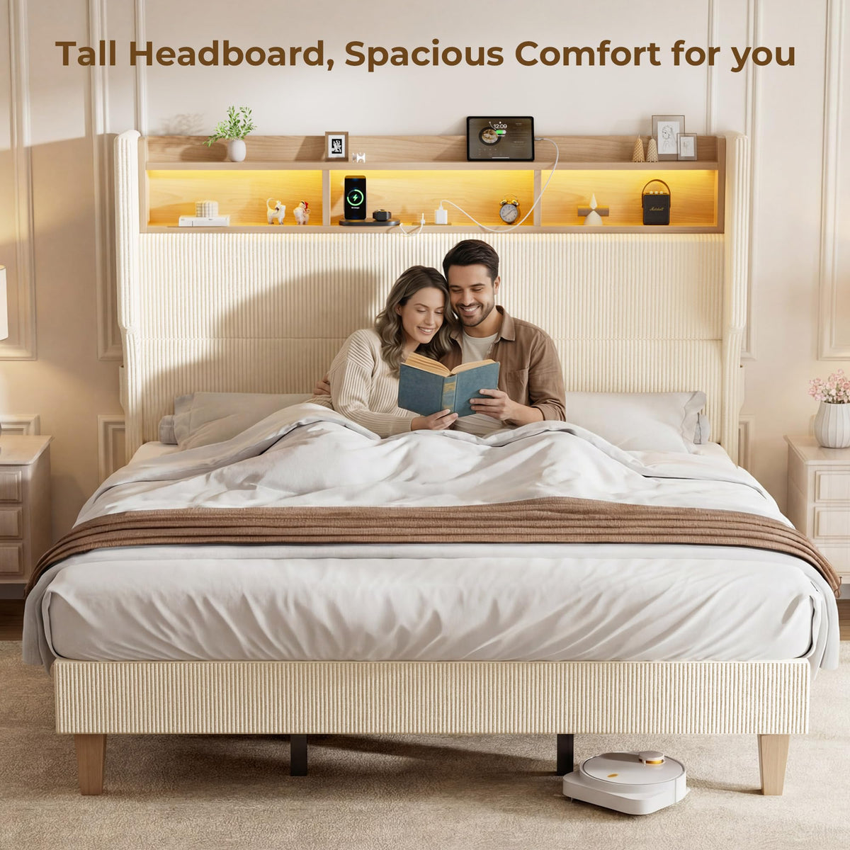 Queen Size Bed Frame with Tall Headboard R825