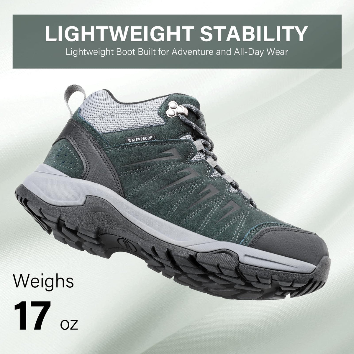 Waterproof Lightweight Leather Mid Ankle Hiking Boots M62939