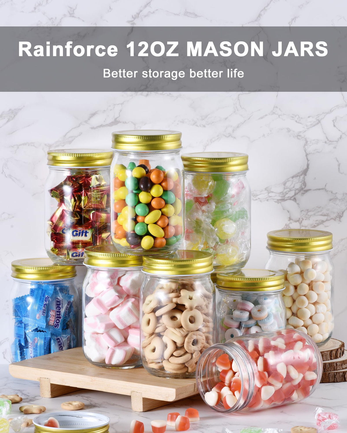 12oz Glass Mason Jars with Lids 20 Pack T578