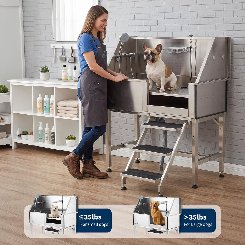 46 Inch Stainless Steel Dog Washing Station with Access Stairs N607191
