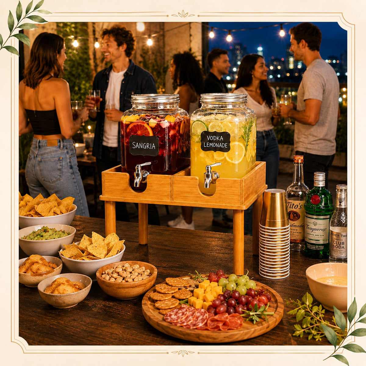 Bamboo Drink Dispenser Stand F5463