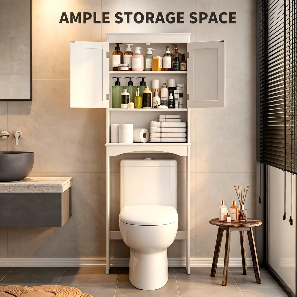 Over The Toilet Storage Cabinet with Open Shelf White N223553