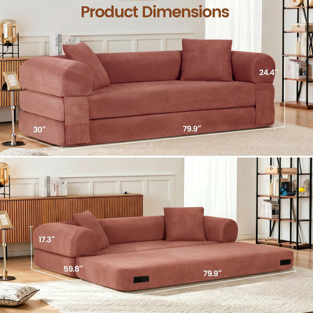 Pink Convertible Sofa Bed X75091