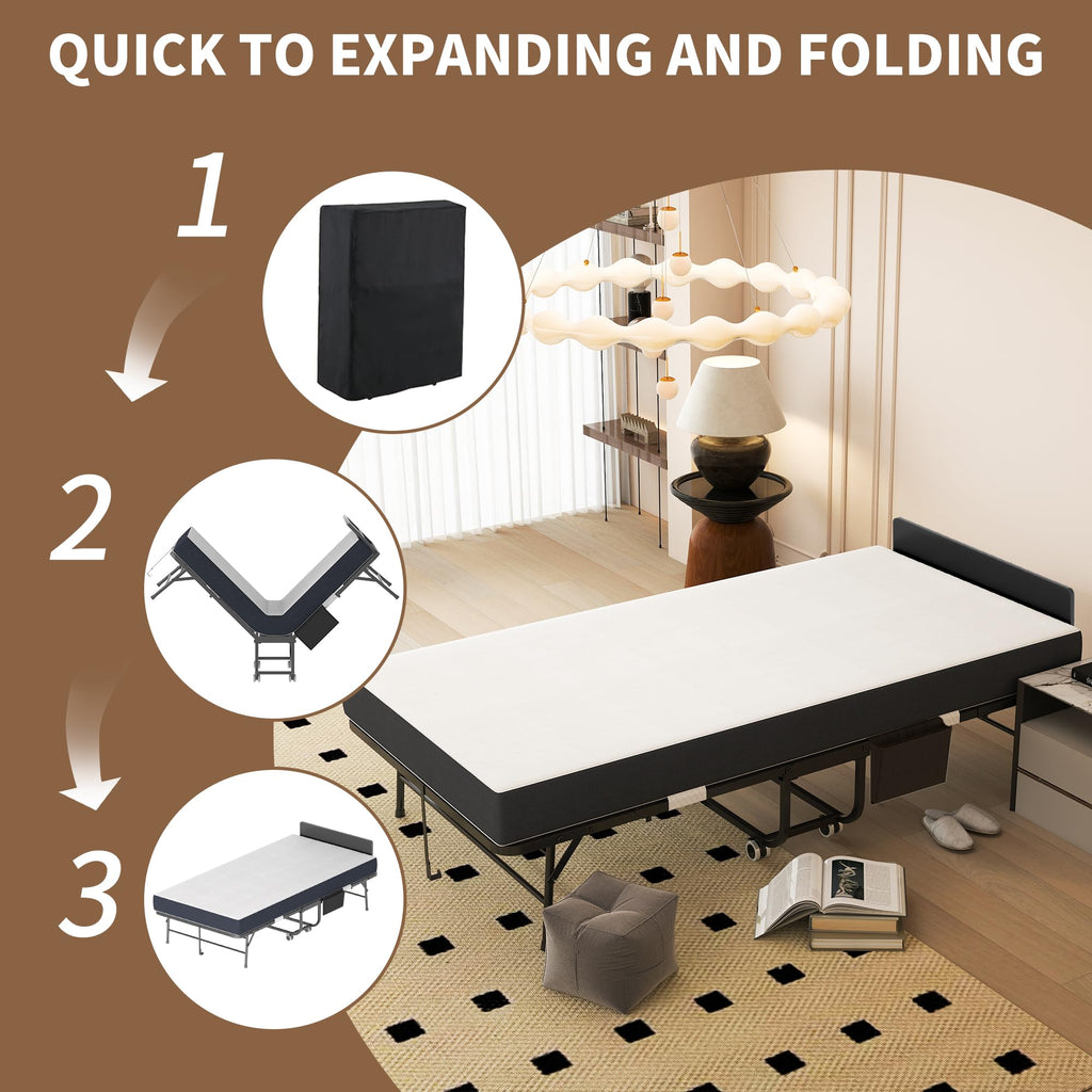 Folding Bed with Mattress & Headboard F772532