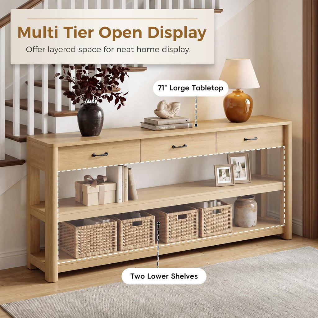 Oak Console Table with Storage Drawers W307031