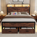 King Size Bed Frame with Storage Drawers and Charging Station B765
