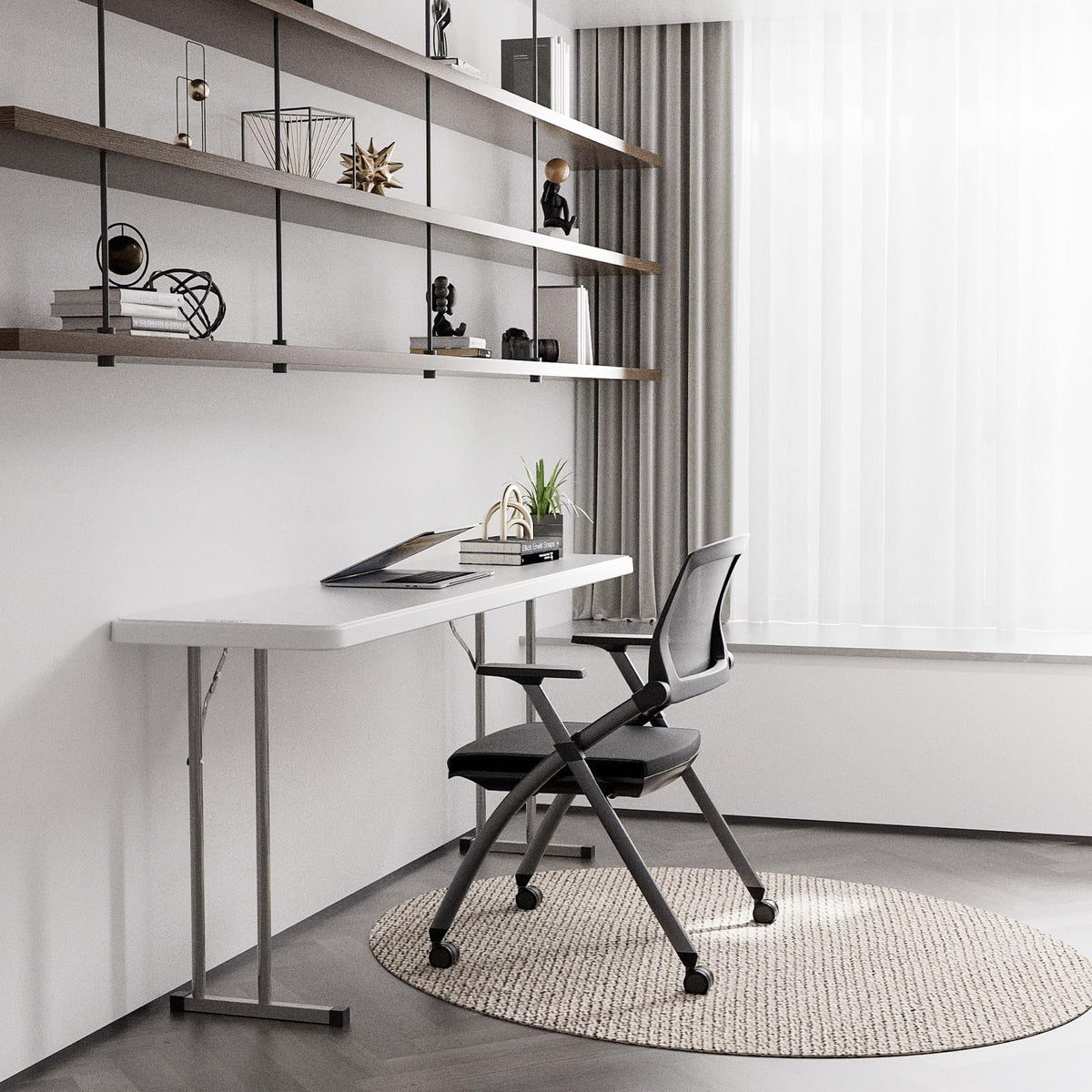 White 6 FT Narrow Folding Table B368722
