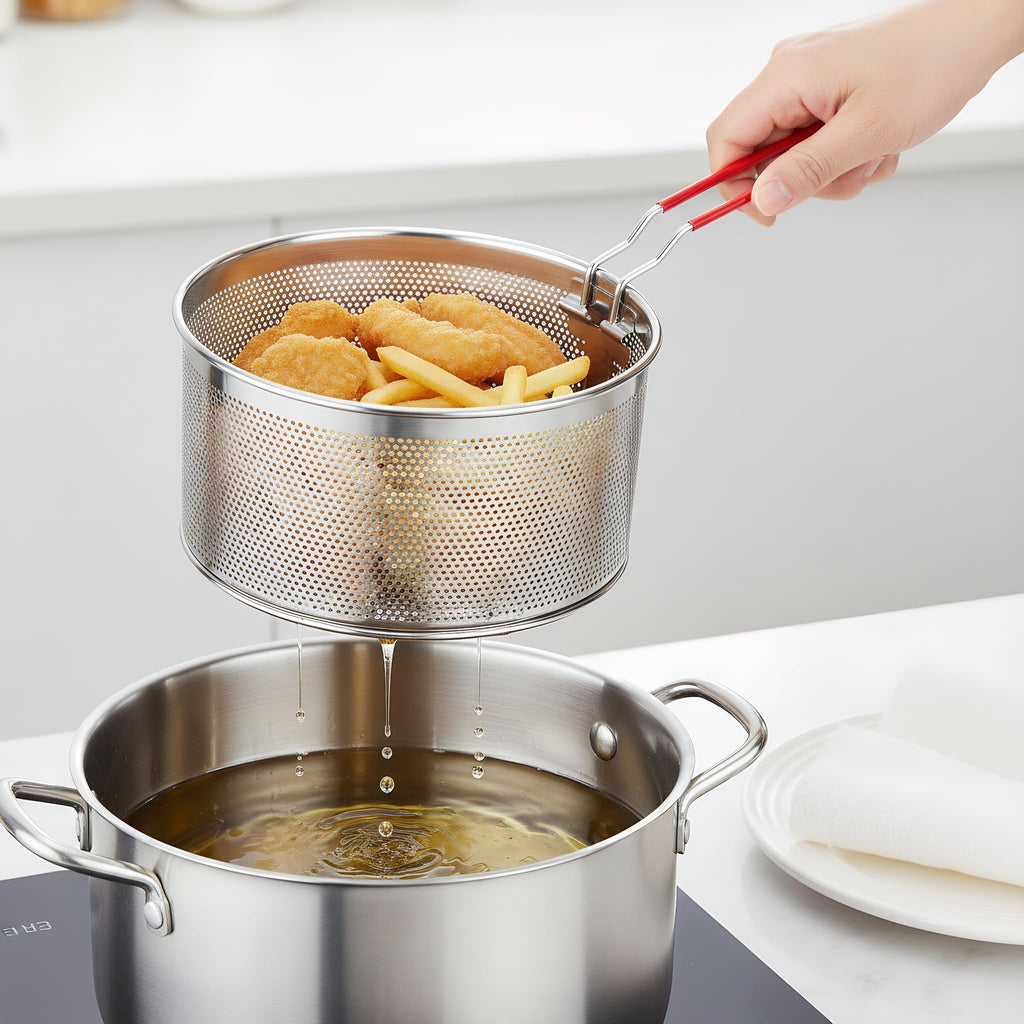 Set of 2 Stainless Steel Pasta Strainers with Removable Handle K93934