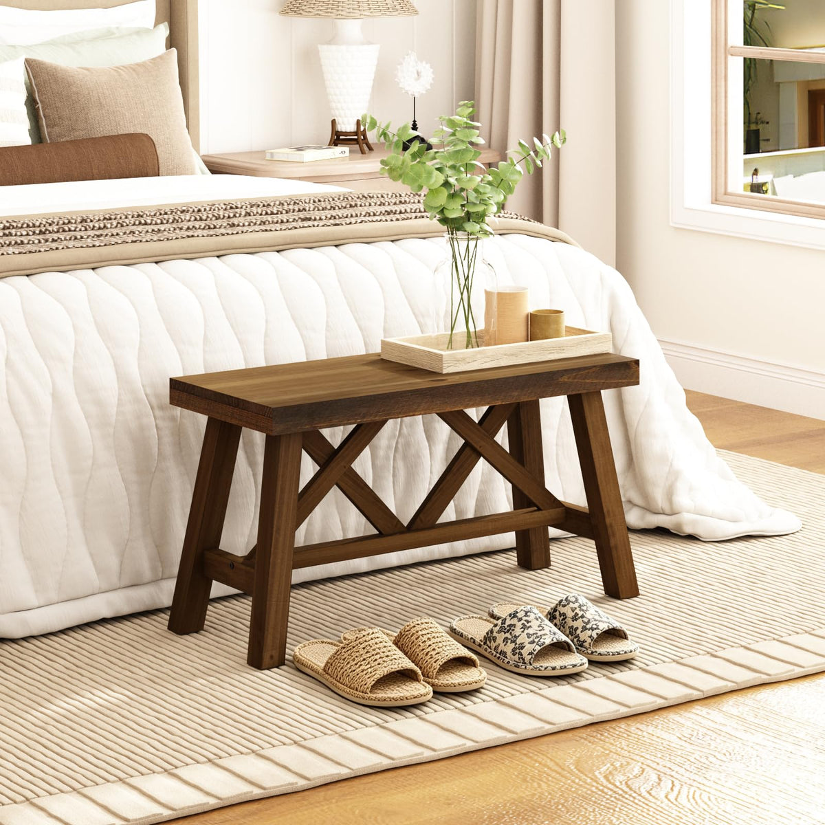 30" Solid Wood Bench M6576