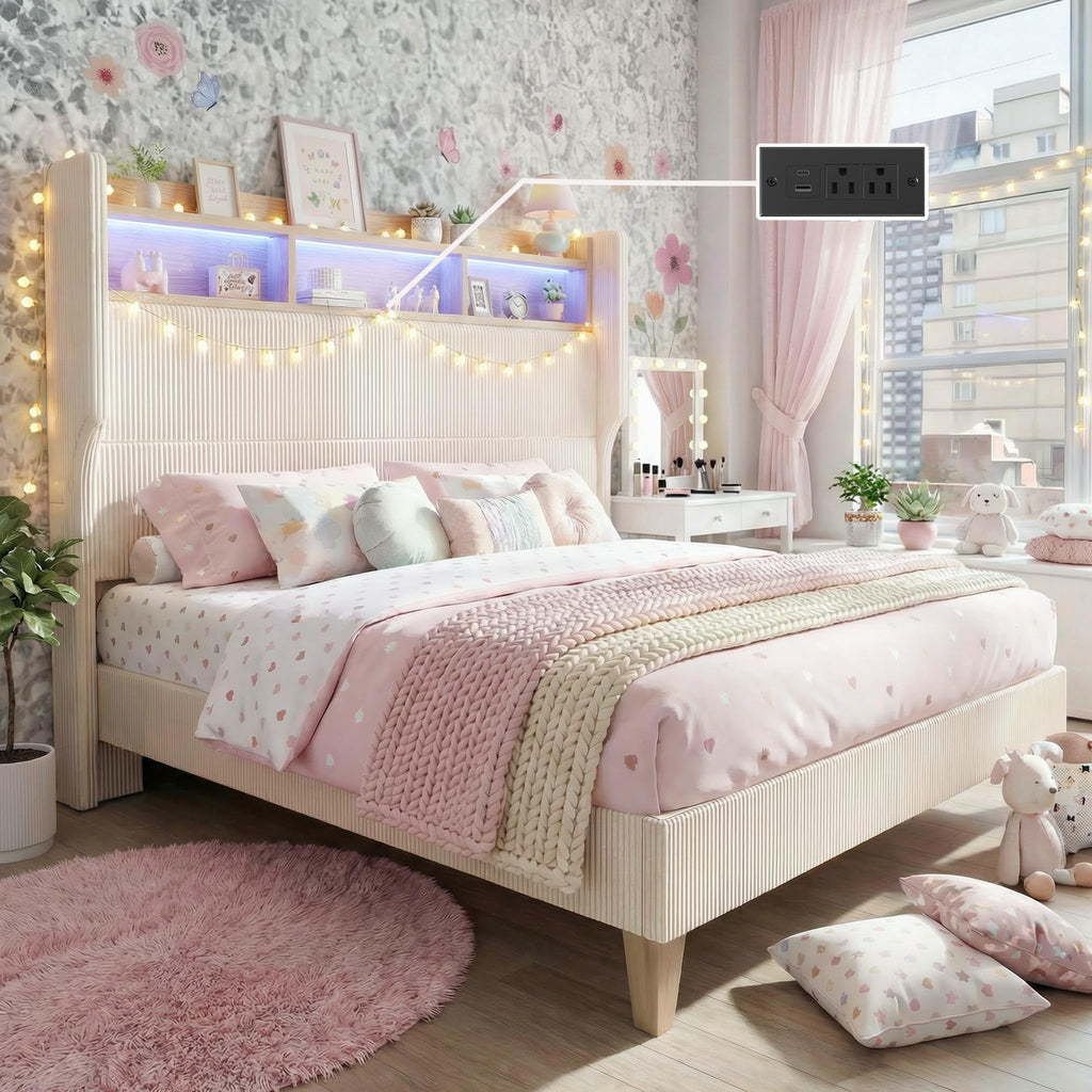 Queen Size Bed Frame with Tall Headboard R825