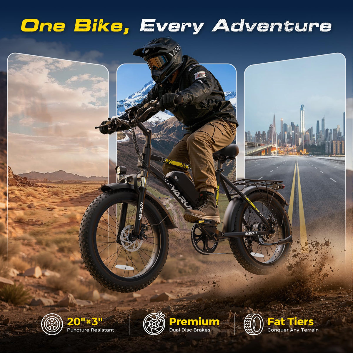 1000W Peak Motor 60+ Miles Fat Tire Electric Bike P985879