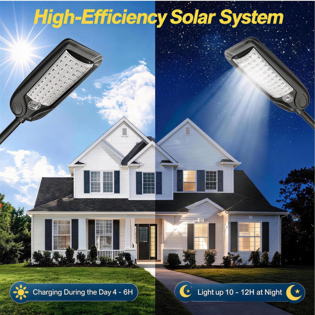 Solar Street Lights Outdoor with Remote Control, Motion Sensor, 6500K Dusk to Dawn, Waterproof Security Light O309972