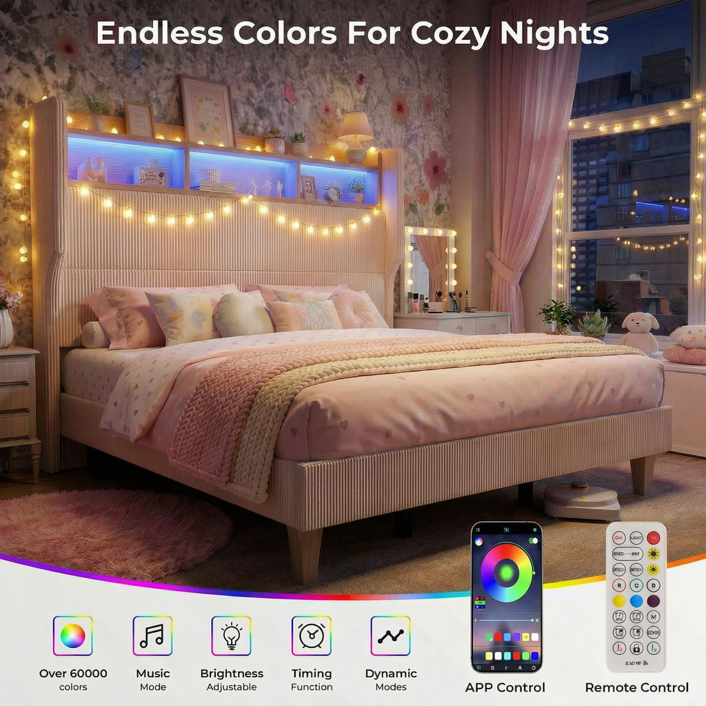 Queen Size Bed Frame with Tall Headboard R825