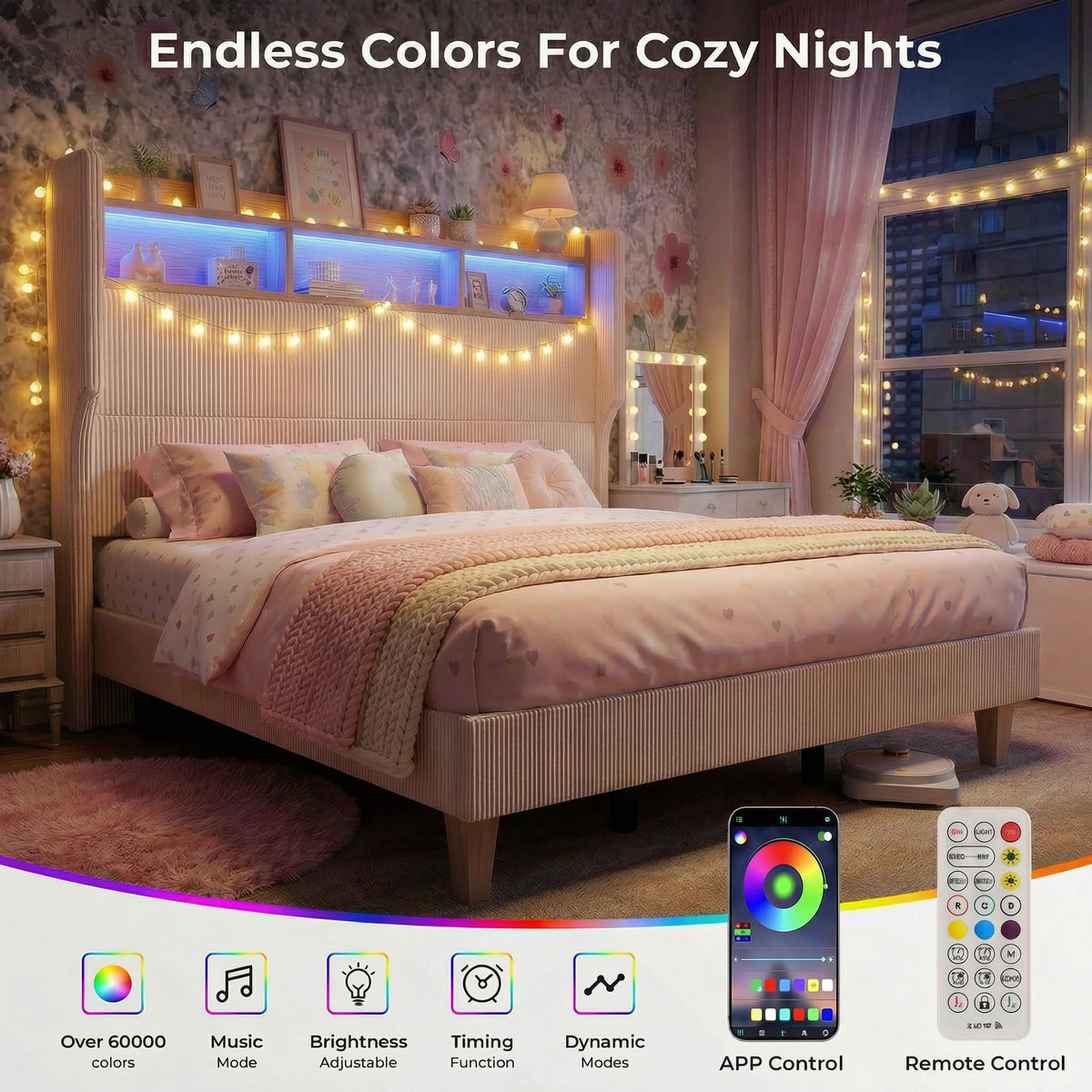 Queen Size Bed Frame with Tall Headboard R825