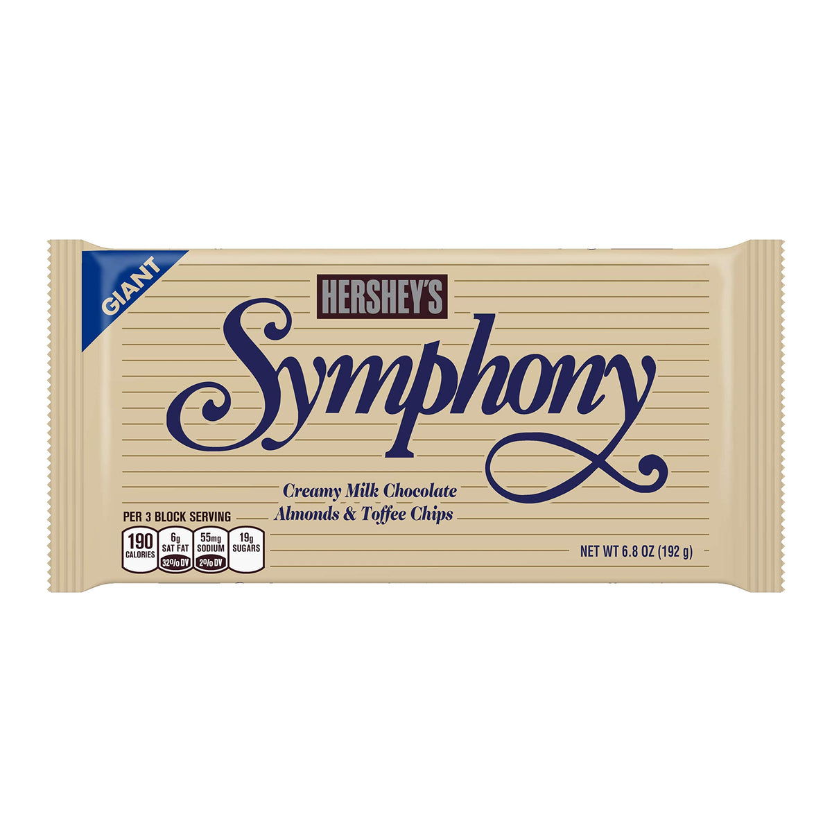 Creamy Milk Chocolate Almonds and Toffee Chips Candy Bar 6.8 oz G323