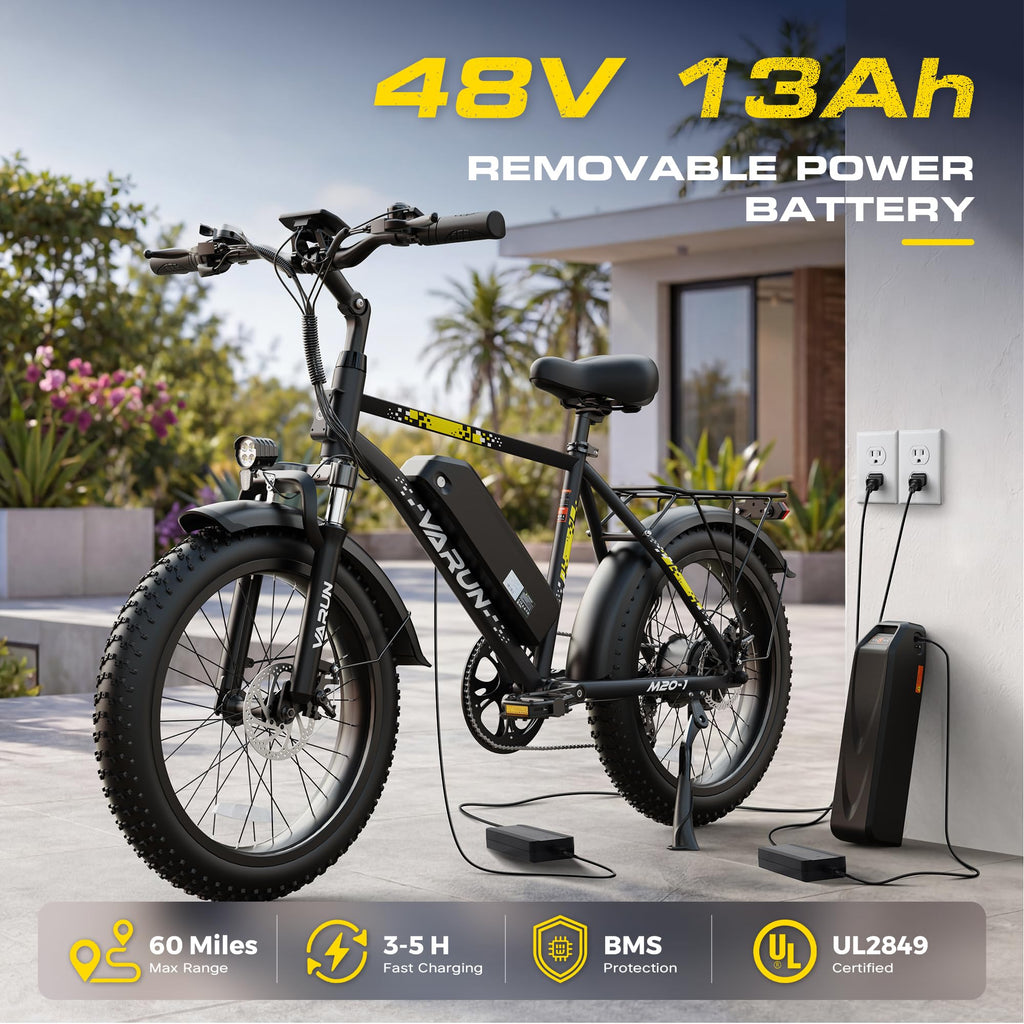 1000W Peak Motor 60+ Miles Fat Tire Electric Bike P985879