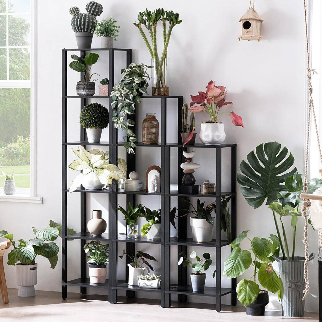 6 Tier Tall Skinny Black Bookshelf G555766