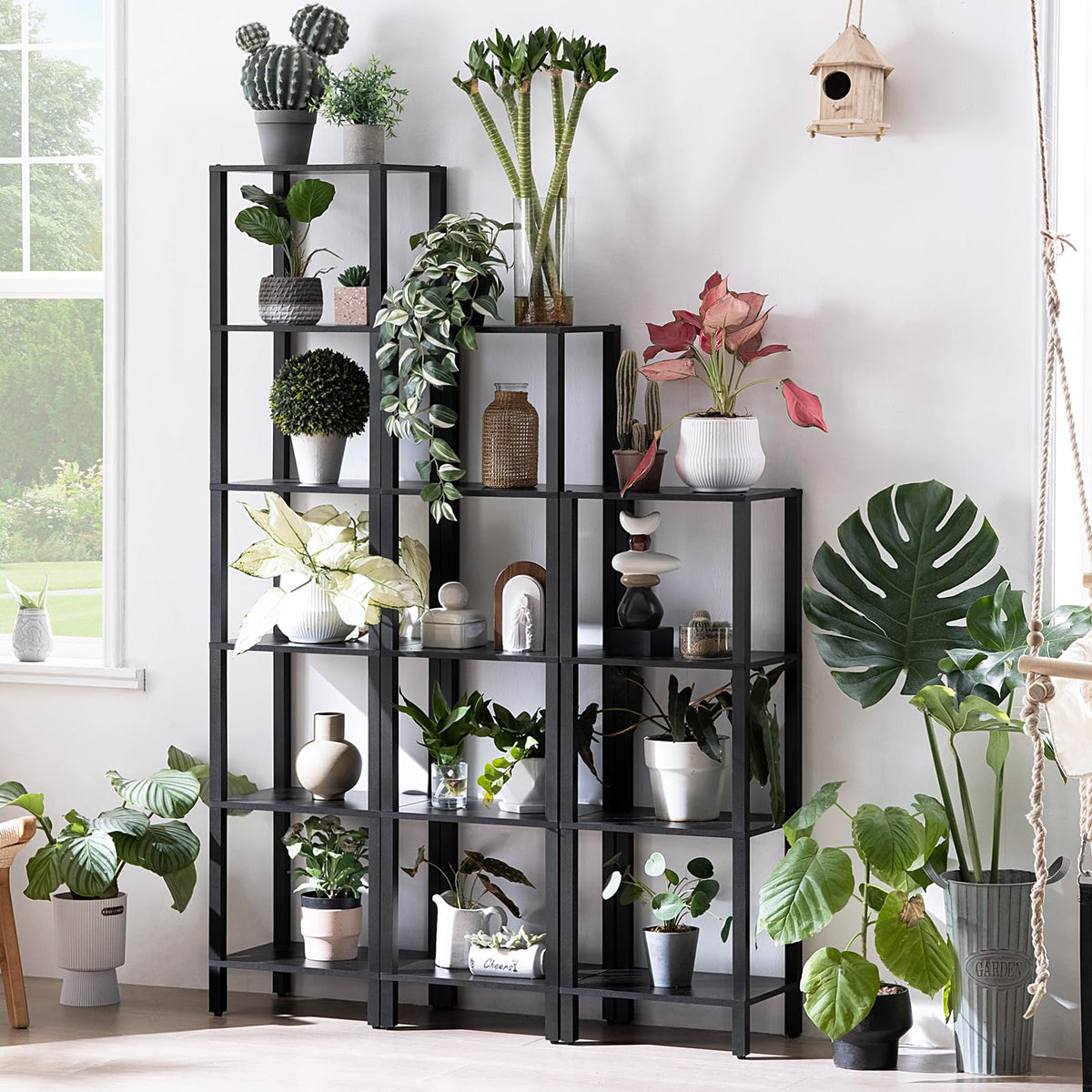 6 Tier Tall Skinny Black Bookshelf G555766