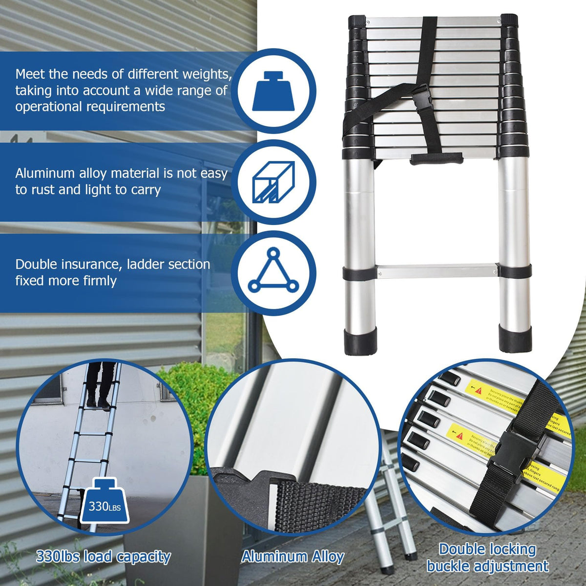 12.5 FT Aluminum Telescoping Ladder Z310
