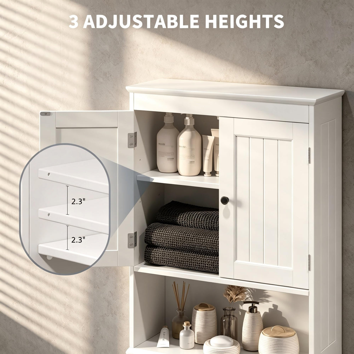 Over The Toilet Storage Cabinet with Open Shelf White N223553