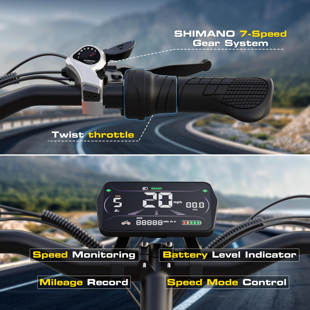 1000W Peak Motor 60+ Miles Fat Tire Electric Bike P985879